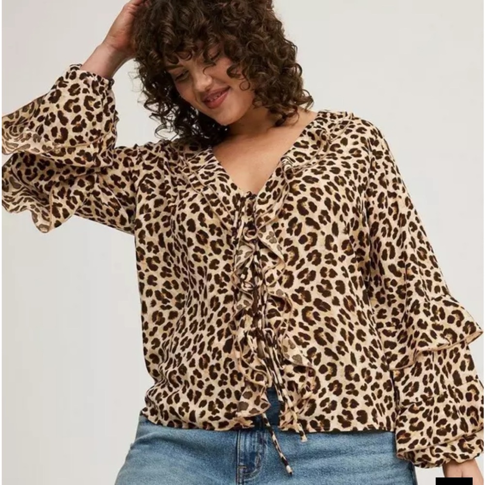 Torrid Leopard Print Lace-Up Blouse
